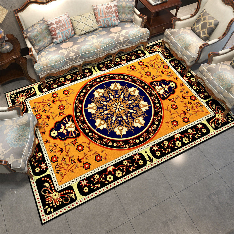 Stylish Tribal Pattern Rug Blue Traditional Carpet Polyester Stain Resistant Rug for Living Room