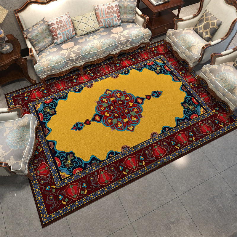 Stylish Tribal Pattern Rug Blue Traditional Carpet Polyester Stain Resistant Rug for Living Room