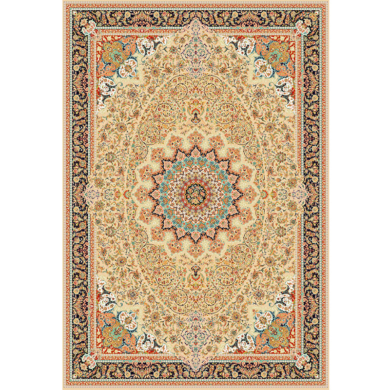 Shabby Chic Tribal Pattern Carpet Brown Polyester Area Rug Non-Slip Backing Rug for Home Decor