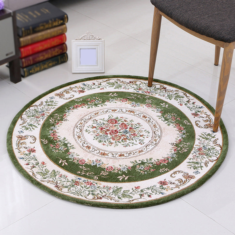 Beige Medallion Rug Polyester Vintage Indoor Carpet Washable Area Rug for Indoor Room