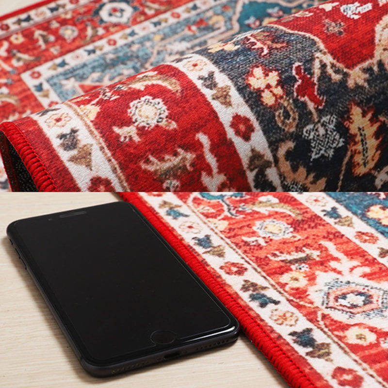 Fancy Traditional Rug Red Tribal Pattern Area Rug Non-Slip Backing Area Carpet for Home Decor