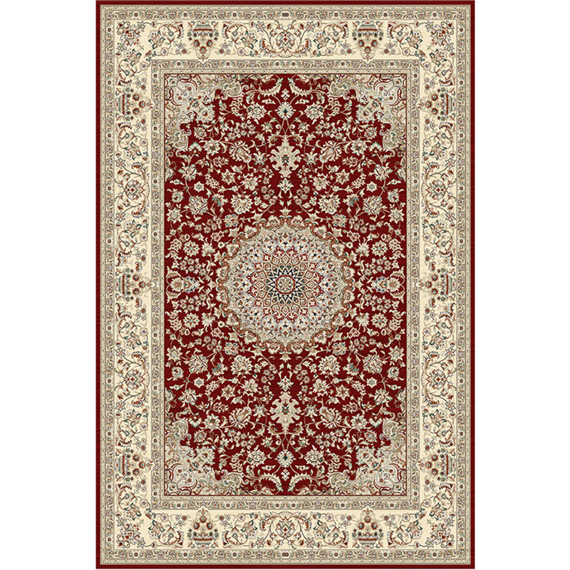 Fancy Traditional Rug Red Tribal Pattern Area Rug Non-Slip Backing Area Carpet for Home Decor