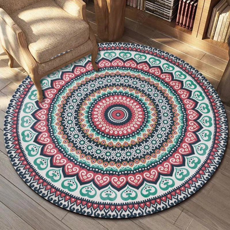 Colorful Tribal Pattern Area Rug Blue Traditional Rug Polyester Anti-Slip Carpet for Living Room