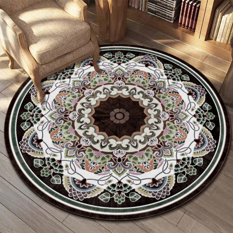 Colorful Tribal Pattern Area Rug Blue Traditional Rug Polyester Anti-Slip Carpet for Living Room