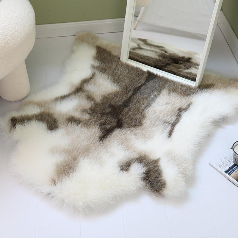 Tapis lavable de tapis occasionnel en polyester pour animaux blancs pour le salon