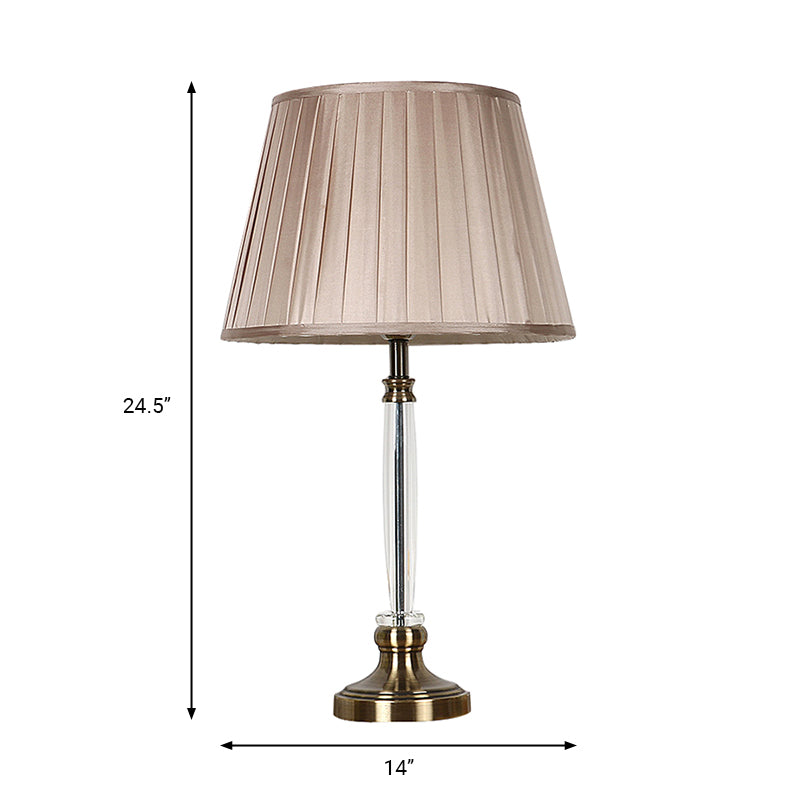 Luz de mesita de noche cónica de cristal 1 Lámpara de mesa de dormitorio ligero en marrón claro