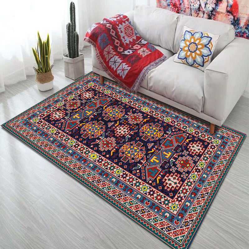 Moroccan Home Decoration Rug Symmetry Print Area Carpet Polyester Non-Slip Backing Indoor Rug