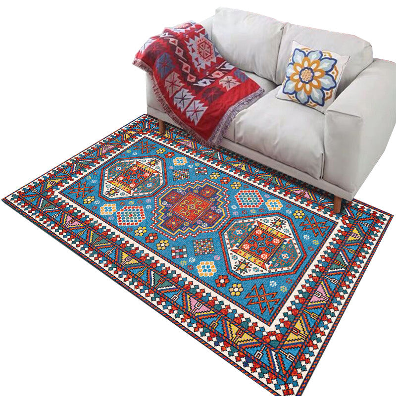 Moroccan Home Decoration Rug Symmetry Print Area Carpet Polyester Non-Slip Backing Indoor Rug