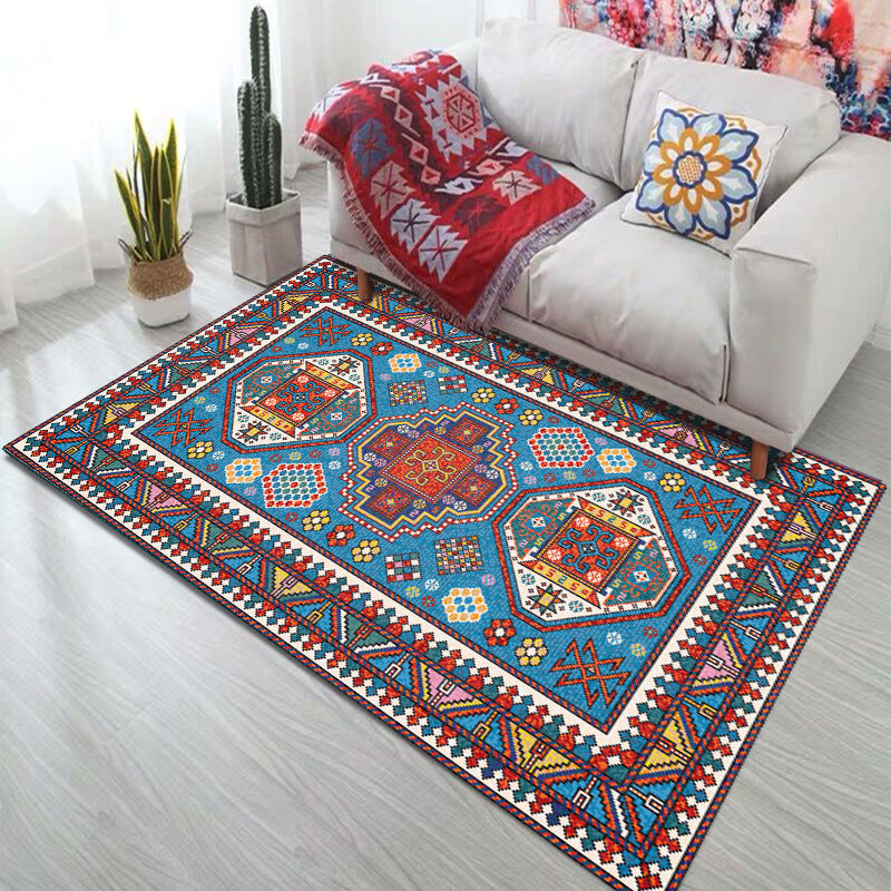 Moroccan Home Decoration Rug Symmetry Print Area Carpet Polyester Non-Slip Backing Indoor Rug