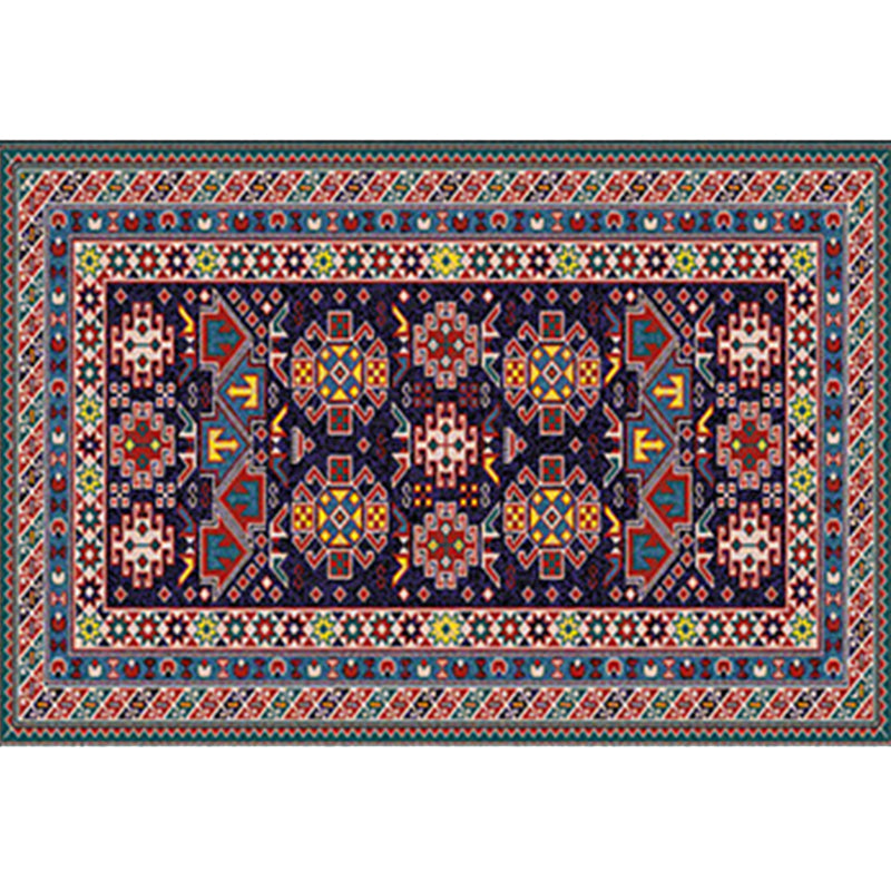 Moroccan Home Decoration Rug Symmetry Print Area Carpet Polyester Non-Slip Backing Indoor Rug