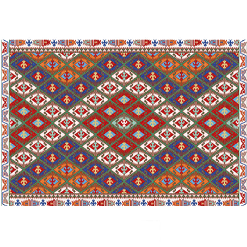 Moroccan Home Decoration Rug Symmetry Print Area Carpet Polyester Non-Slip Backing Indoor Rug