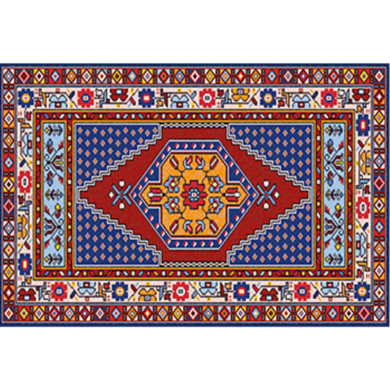 Moroccan Home Decoration Rug Symmetry Print Area Carpet Polyester Non-Slip Backing Indoor Rug