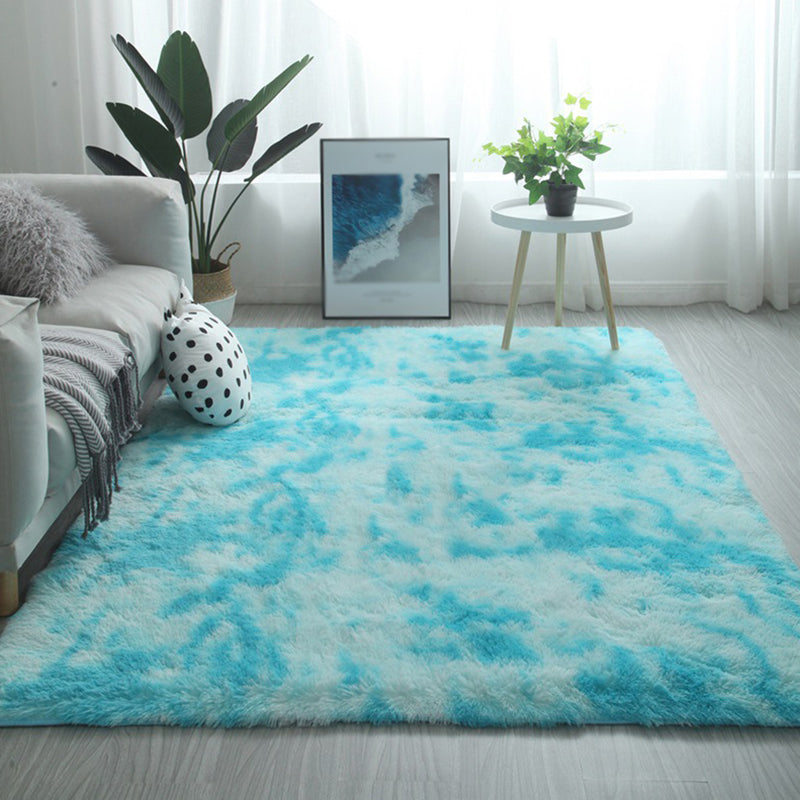 Simple Shag Living Room Rug Stylish Tie-dyed Area Carpet Polyester Anti-Slip Backing Indoor Carpet