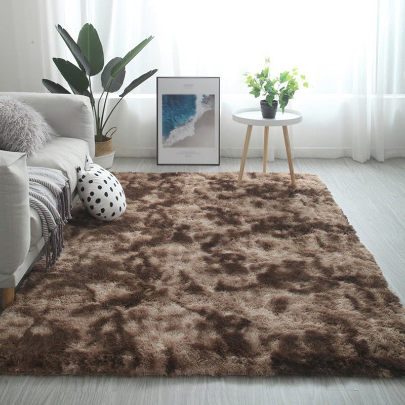 Simple Shag Living Room Rug Stylish Tie-dyed Area Carpet Polyester Anti-Slip Backing Indoor Carpet