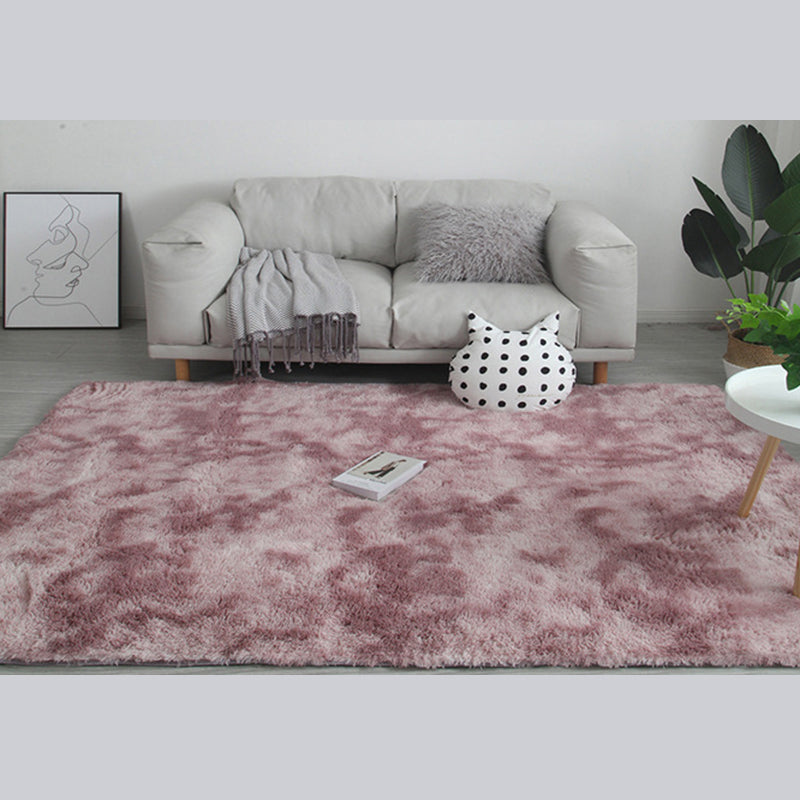 Simple Shag Living Room Rug Stylish Tie-dyed Area Carpet Polyester Anti-Slip Backing Indoor Carpet