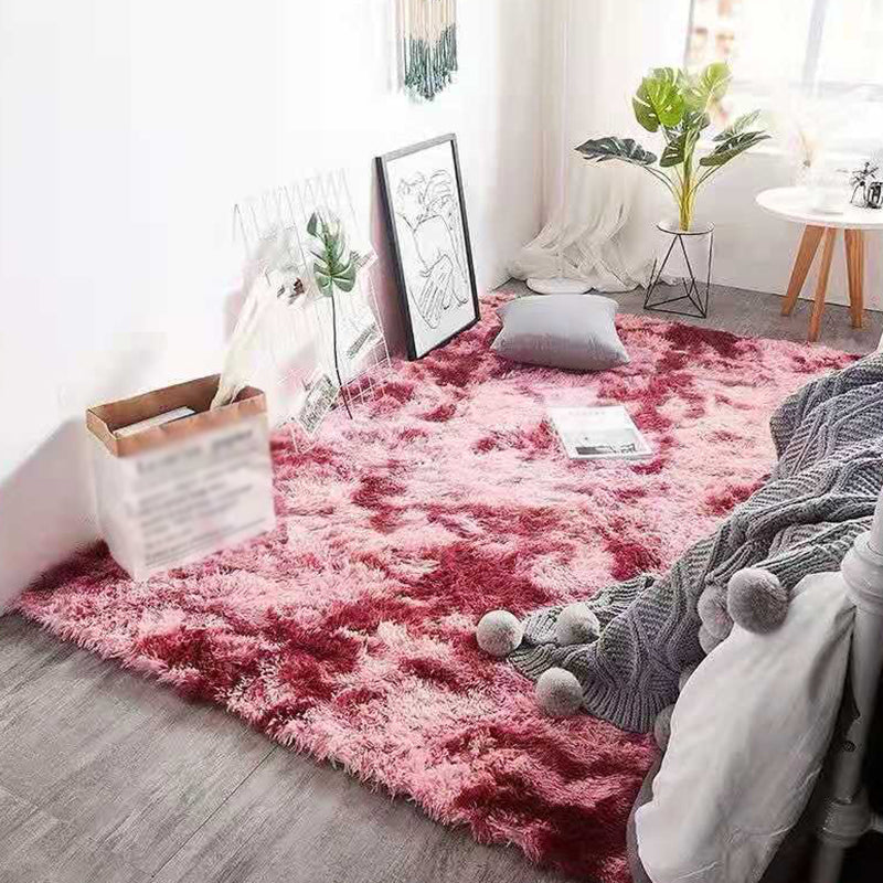 Distinctive Tie Dye Printed Rug Funky Shag Carpet Polyester Anti-Slip Backing Rug for Living Room