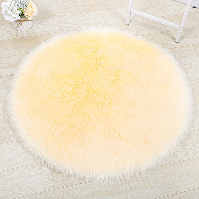 Simplicity Plain Round Rug Calming Shag Polypropylene Rug Friendly Washable Carpet for Living Room