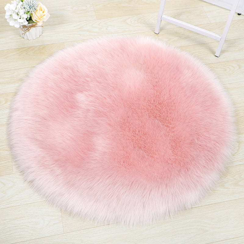 Simplicity Plain Round Rug Calming Shag Polypropylene Rug Friendly Washable Carpet for Living Room