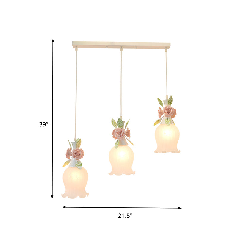 3 bollen geschulpte cluster hanger Traditionalisme Frosted wit glas hangende lamp armatuur