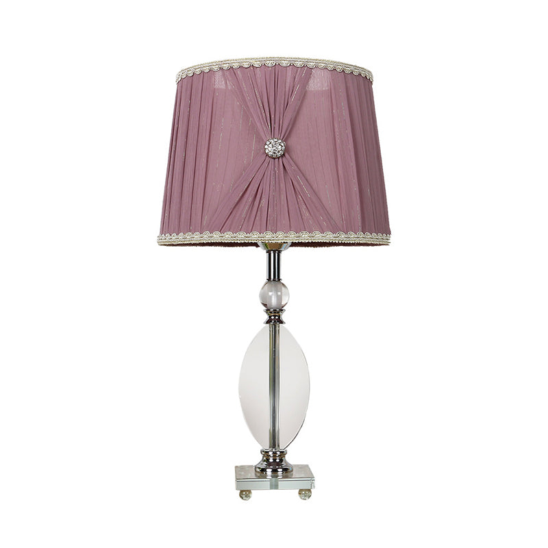 1 Light Bedroom Night Light Rustic Purple Nightstand Lamp with Conical Crystal Shade