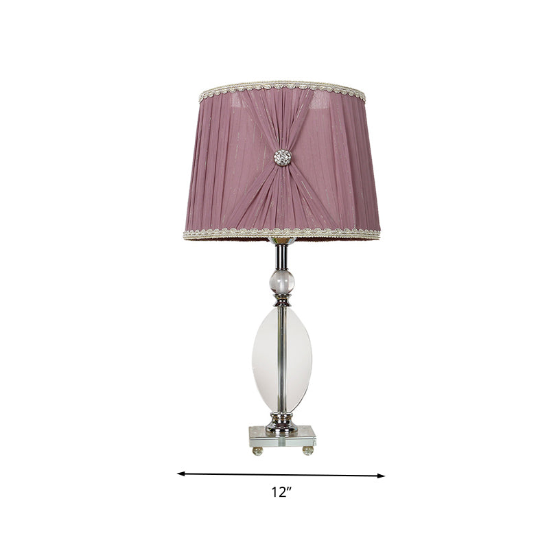 1 Light Bedroom Night Light Rustic Purple Nightstand Lamp with Conical Crystal Shade