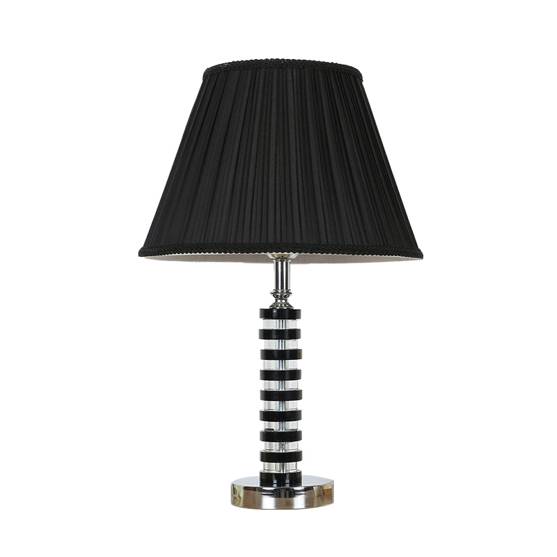 Lampada da tavolo a botte singola Bulbo Light Rustic Black Fabric Night Lampada per camera da letto con cristallo deco