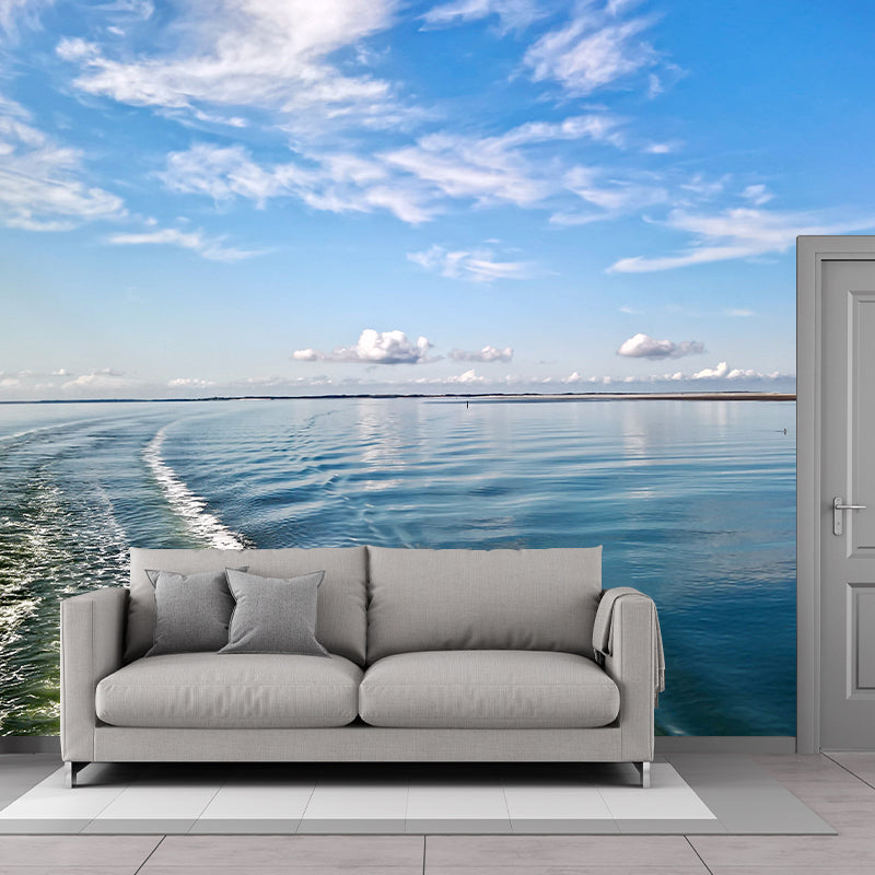 Beautiful Sky and Cloud Mural Wallpaper Scenery of Sea Modern Decorating for Gust Room