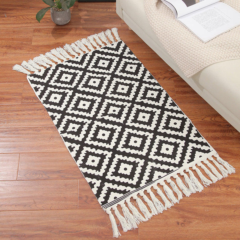 Alfombra de algodón de algodón de algodón de interior clásico americano alfombra fácil de cuidado con franja para sala de estar
