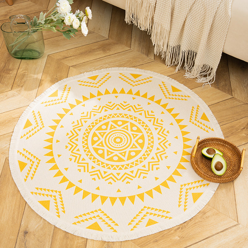 Tapis marocain individualité avec tapis de mélange de coton de tapis ronde multicolore Fringe pour décoration intérieure