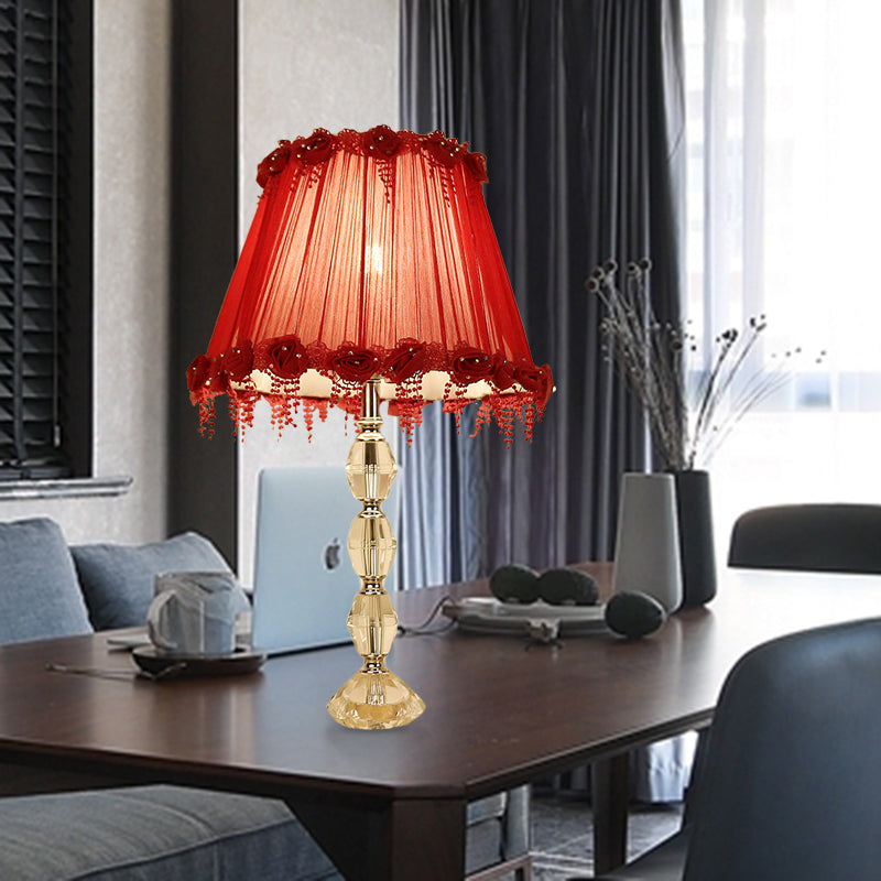 1 table de bulbe Light Traditionalisme fleur lampe de nuit cristallin prismatique en rouge pour le salon