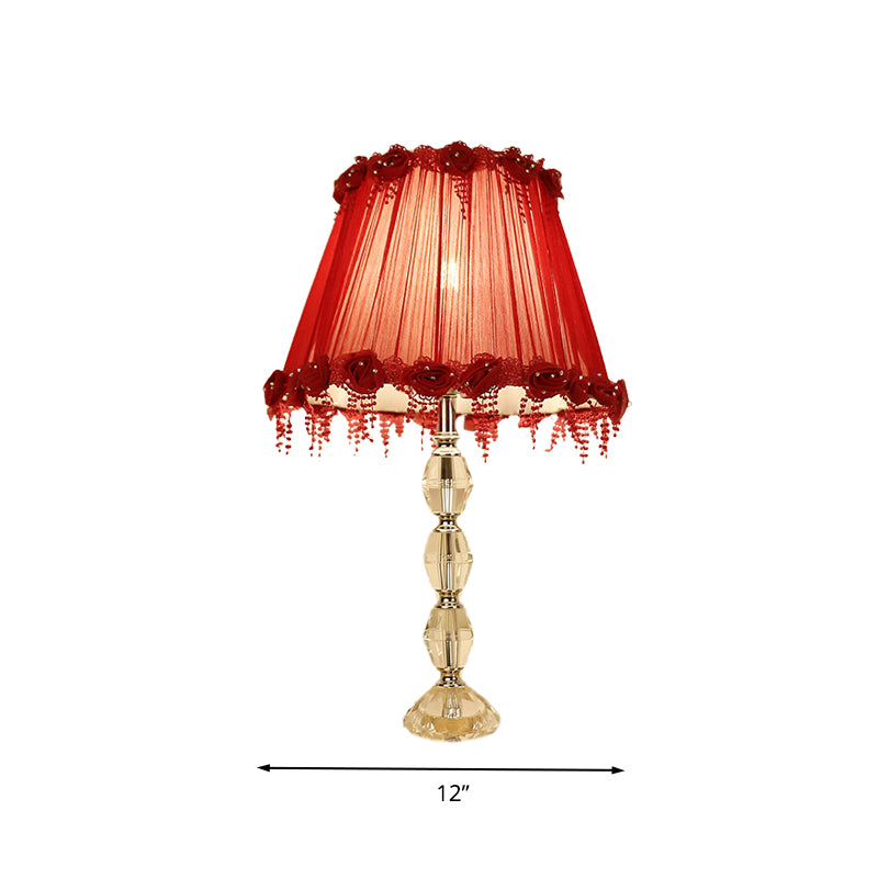 1 table de bulbe Light Traditionalisme fleur lampe de nuit cristallin prismatique en rouge pour le salon