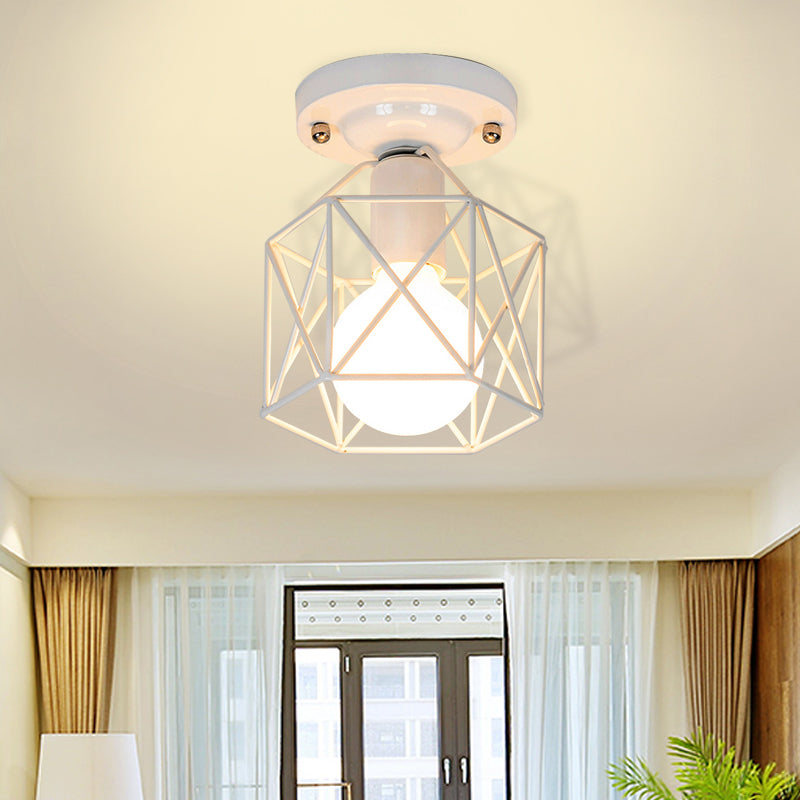 White/Pink/Green Metal Frame Ceiling Mounted Light Minimalism 1 Light Ceiling Light Flush Mount for Cloakroom