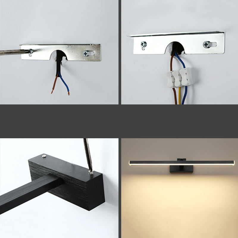 Lámpara lineal lámpara de luz contemporánea led de aluminio baños de pared lámpara de luz en negro