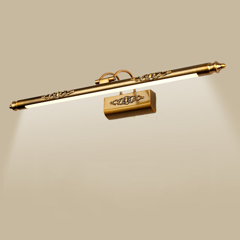 Gold Electroplate Metal LED Wall Light in Traditional Style Acrylic Linear Wall Lamp for Bathroom