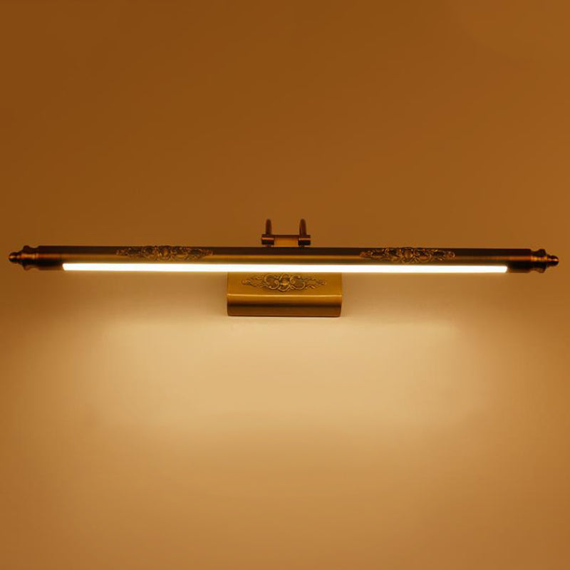 Gold Electroplate Metal LED Wall Light in Traditional Style Acrylic Linear Wall Lamp for Bathroom