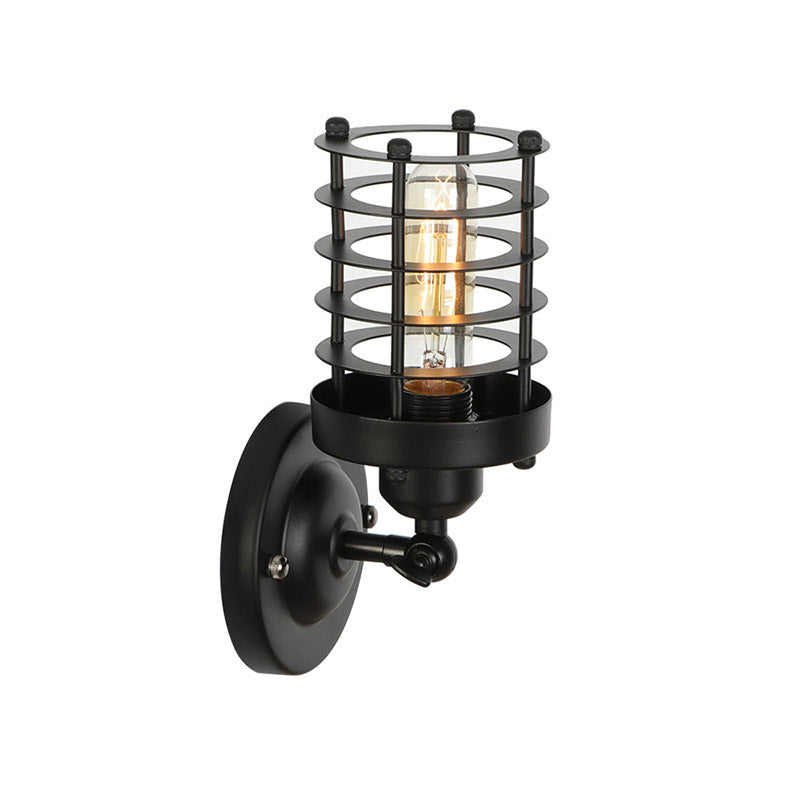 Black Industrial Sconce Light Fixtures Wrought Iron Wall Lamp Sconce for Hallway