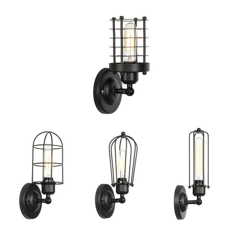 Black Industrial Sconce Light Fixtures Wrought Iron Wall Lamp Sconce for Hallway