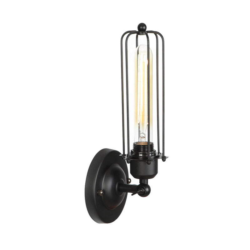 Black Industrial Sconce Light Fixtures Wrought Iron Wall Lamp Sconce for Hallway