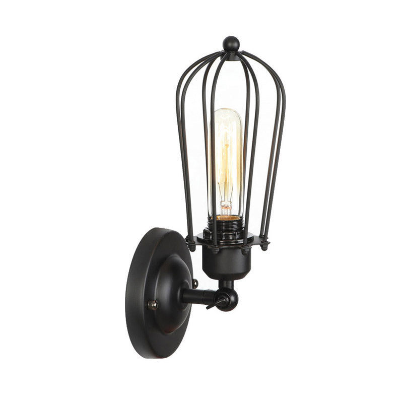 Black Industrial Sconce Light Fixtures Wrought Iron Wall Lamp Sconce for Hallway