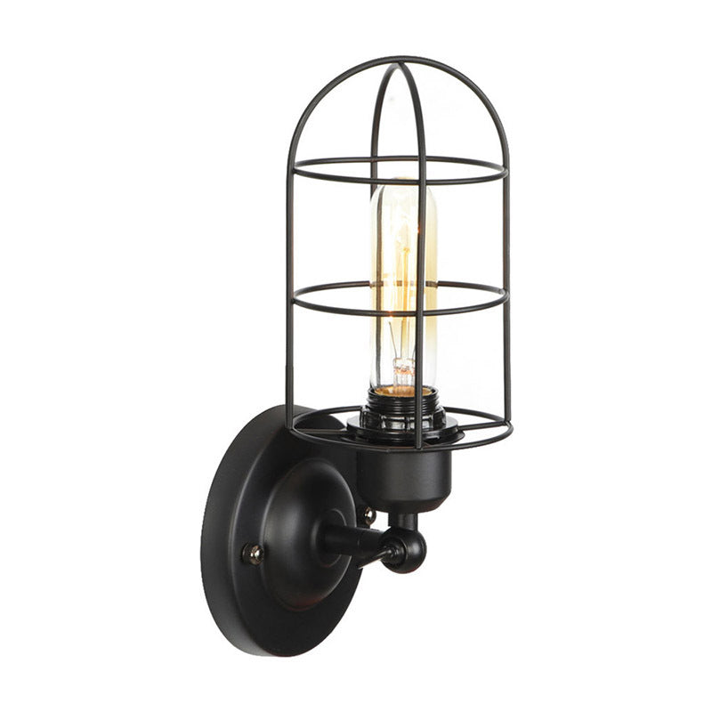 Black Industrial Sconce Light Fixtures Wrought Iron Wall Lamp Sconce for Hallway