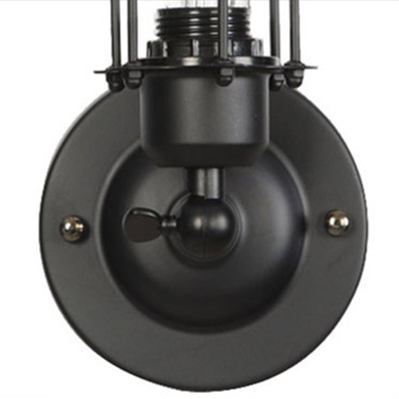 Black Industrial Sconce Light Fixtures Wrought Iron Wall Lamp Sconce for Hallway