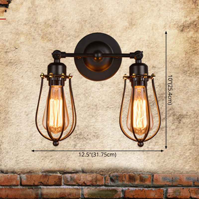 Bulb Wrought Iron 1-Light Wall Sconce Industrial Hallway Wall Mounted Lamp