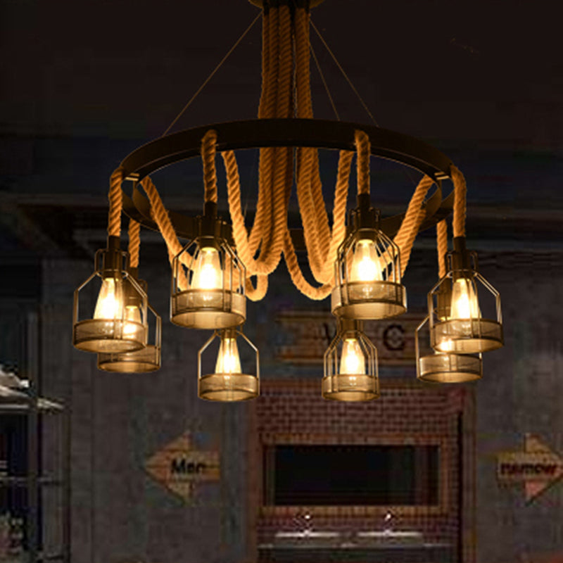 Circular Metallic Chandelier Factory 4/6/14 Lights Restaurant Ceiling Light Fixture in Black