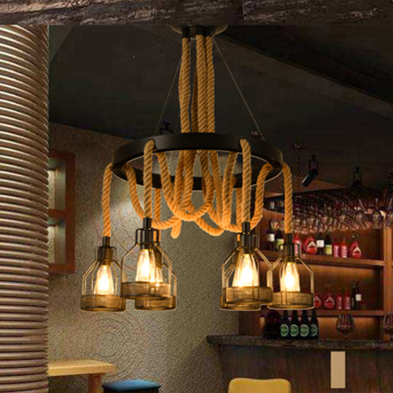 Circular Metallic Chandelier Factory 4/6/14 Lights Restaurant Ceiling Light Fixture in Black