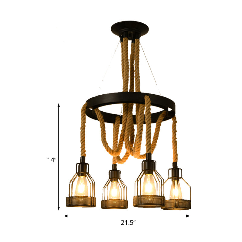 Circular Metallic Chandelier Factory 4/6/14 Lights Restaurant Ceiling Light Fixture in Black