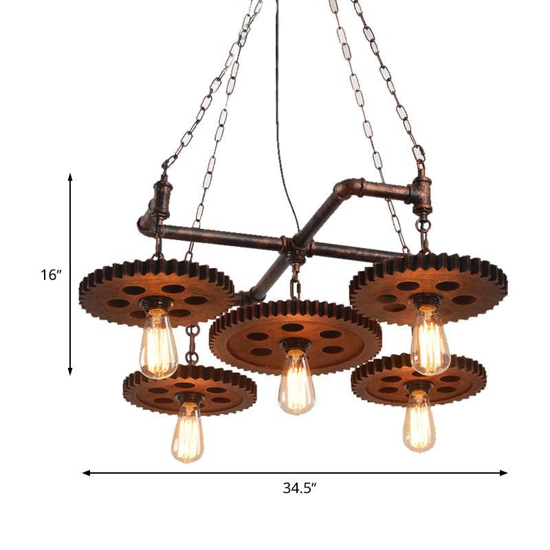 5 Leuchten Metall Kronleuchter Lampe Bauernhaus Bronze Open Lampe Restaurant Hanging Light Kit