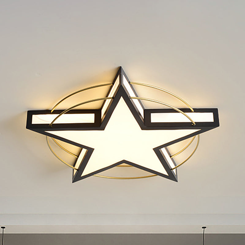 Star/Triangle Flush Mount Lighting Nordic Metal Black/Grey Ceiling Flush Light with Acrylic Diffuser