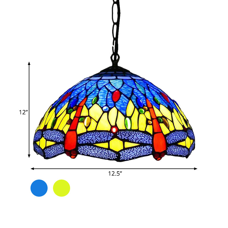 Livraison lustre éclairage méditerranéen bleu / vert tachée 1/2 lumières pendentif pour la cuisine