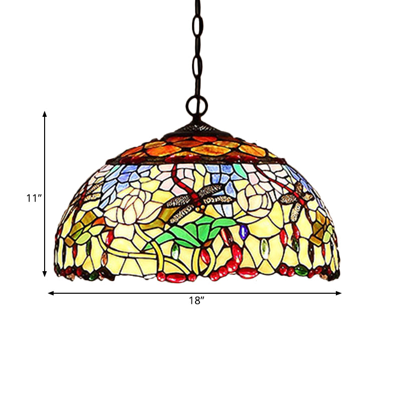 Blossom Red / Orange / Green Cut Verre Chandelier suspendu 3 lumières Bronze Plafond Pendant Light for Kitchen