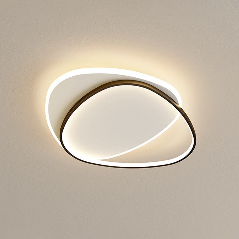 Moderne, beknopte ovale LED-plafondlamp van smeedijzer, inbouw met acrylkap